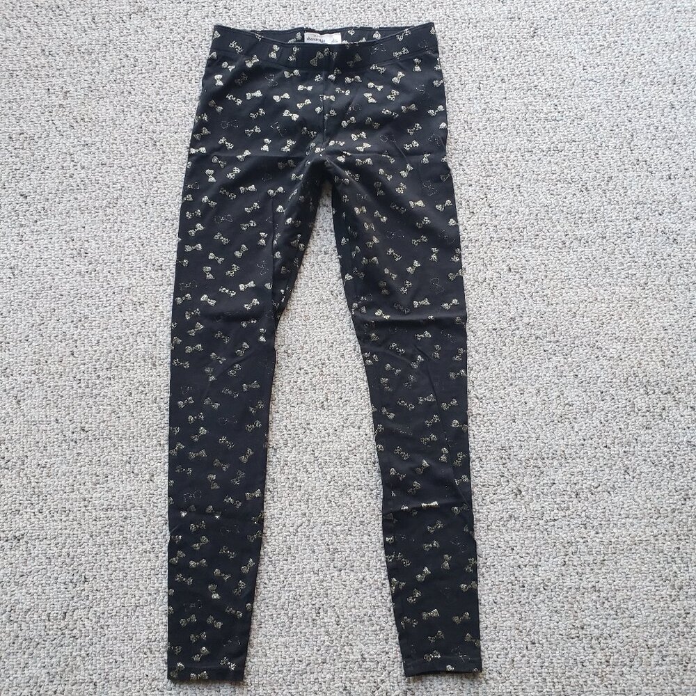 Abercrombie Kids Soft Cotton Black Gold Glittered Leggings - Sz Girls L/Woman XS